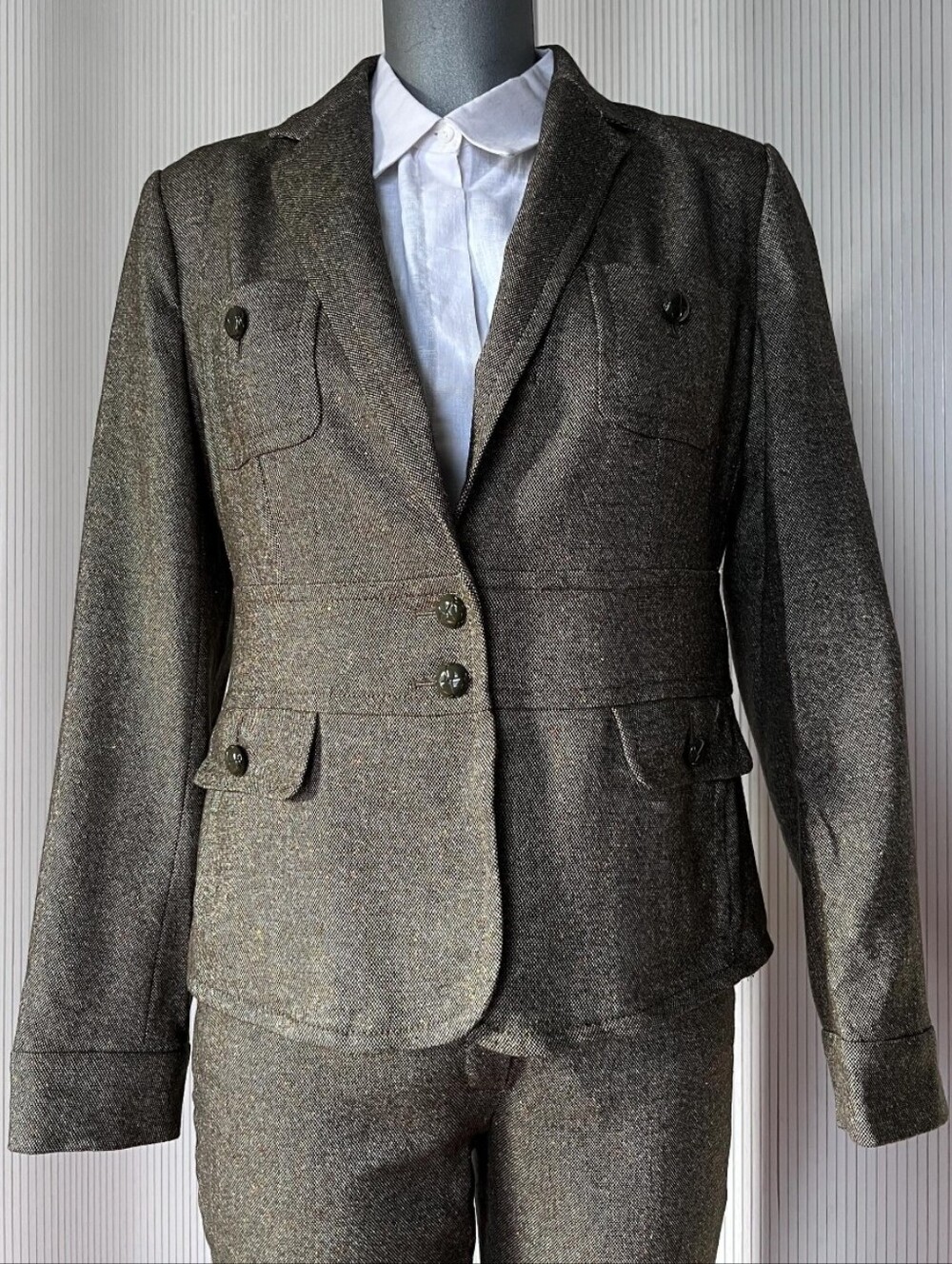 Talbots Womens Brown Tweed Blazer - Wool Blend 8P  EUC